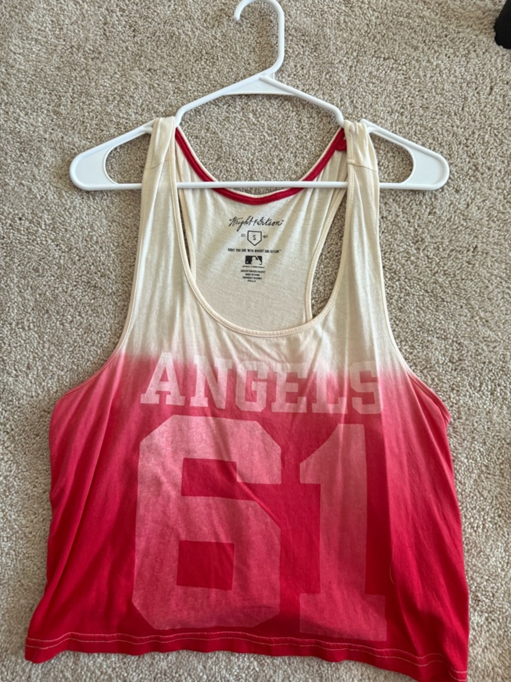 Angels Ombre Crop Tank Top - Cream to Pink/Red